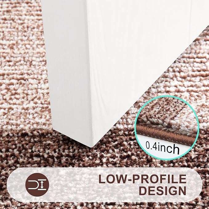 Kitinjoy Indoor Outdoor Door Mat, 47x24 Non-Slip Absorbent Dirt Trapper, Low-Profile Washable Inside Entrance Front Floor Mat, Sturdy Soft Entry Doormats for Entryway, Brown