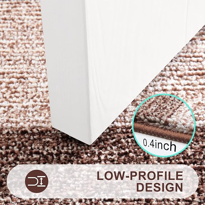 Kitinjoy Indoor Outdoor Door Mat, 48x30 Non-Slip Absorbent Dirt Trapper, Low-Profile Washable Inside Entrance Front Floor Mat, Sturdy Soft Entry Doormats for Entryway, Brown
