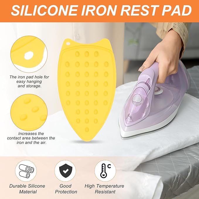 PATIKIL Silicone Iron Rest Pad, Multipurpose Hot Heat Resistant Iron Rest Plate Protective Pad for Ironing Board Hot Resistant Steamer Steam Compact Mat, Yellow