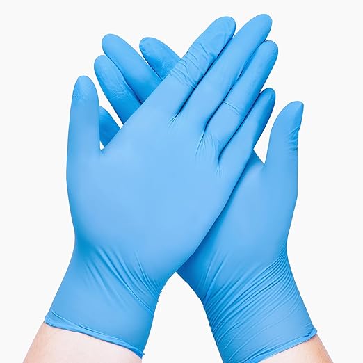 Disposable Nitrile Exam Gloves, Blue, Nitrile Gloves Disposable Latex Free, Medical Gloves, Cleaning Gloves, Food-Safe Rubber Gloves, Powder Free, Non-Sterile, 50-ct Box (Medium)