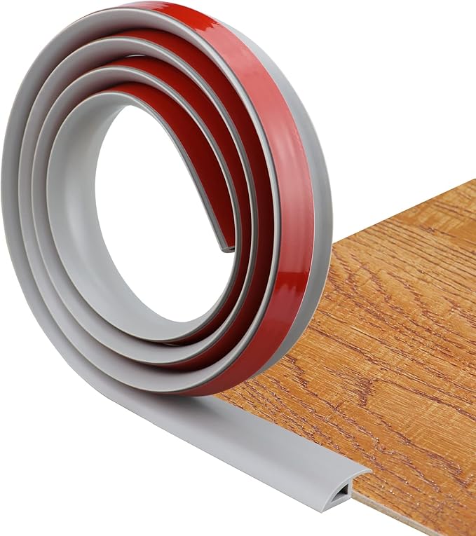 Floor Transition Strip Self Adhesive Carpet & Flooring Transitions Edging Trim Strip PVC Threshold Transitions Suitable for Threshold Height Less Than 10mm (6.56Ft, Gray)