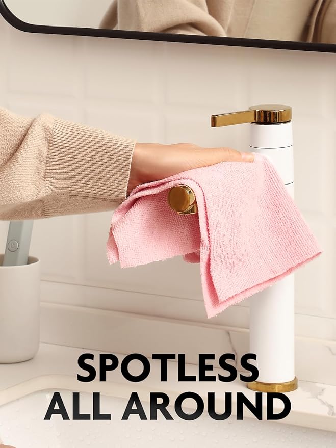 Fantasticlean Microfiber Cleaning Cloth Roll -150 Pack, Tear Away Microfiber Towels, 12" x 12", Reusable, Washable, Ultra Absorbent Dishcloth for Home Supplies, Car, Pet, Kitchen (2 Rolls of Pink)