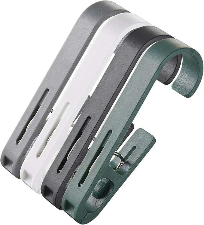 Large Clothes Pins Towel Clips, 12 Pcs Multipurpose Clothes Pins Hook, Strong Plastic Clothes Hanger. S Hook for Shower Curtain Laundry Clothes pins