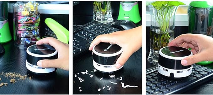 Ogrmar Portable Cordless Mini Desktop Vacuum Desk Dust Cleaner/Dust Sweeper for Home Office Keyboard (Black)
