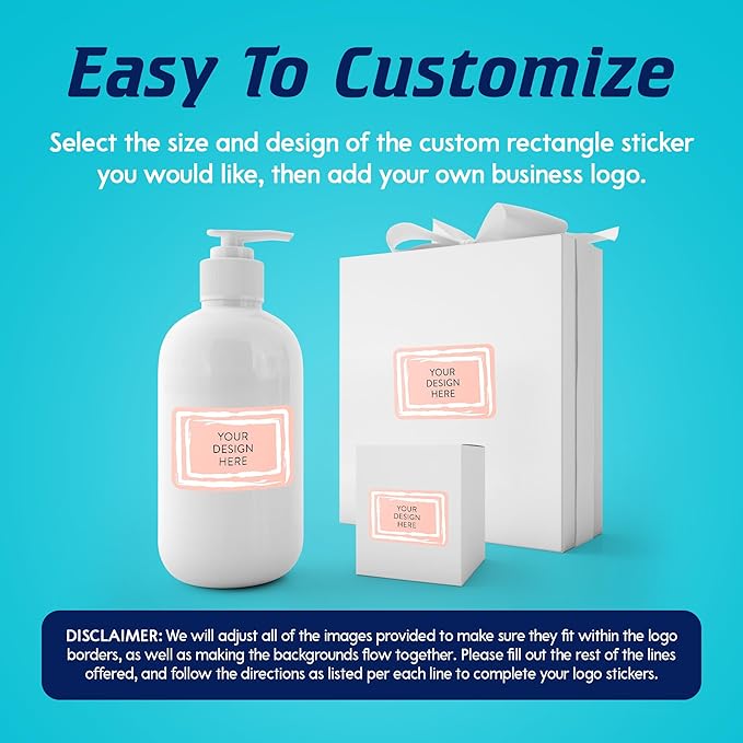 100 Custom Vinyl Stickers - Upload Your own Image, Text, Design, Logo - Personalized Logo Labels for Handmade, Packaging, Bottle, Jars, Candle, Brand Stickers (Peach, 4x2)