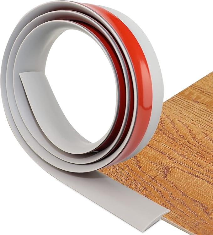 Floor Transition Strip Self Adhesive Carpet & Flooring Transitions Edging Trim Strip PVC Threshold Transitions Suitable for Threshold Height Less Than 5mm (3.3Ft, Gray)