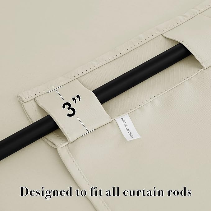 RYB HOME Small Window Curtains Blackout, Privacy Thermal Insulating Drapes for Bedroom Bathroom Basement Cafe Classroom Window Decor, W 34 x L 45 inches, Beige, 2 Panels
