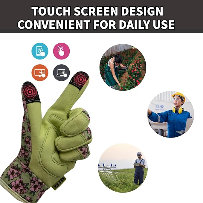 Thorn Proof&Puncture Resistant Gardening Gloves with Grip,Garden Gloves for Women, Leather Work Gloves,Gifts