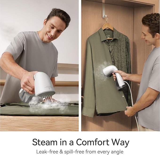 HiLIFE Steamer for Clothes, Handheld Clothes Steamer with Large 300ml Tank, 1100W Strong Power, 30S Fast Heat-up, Garment Fabric Wrinkle Remover, Portable & Compact Travel Size ONLY FOR 120V (White)