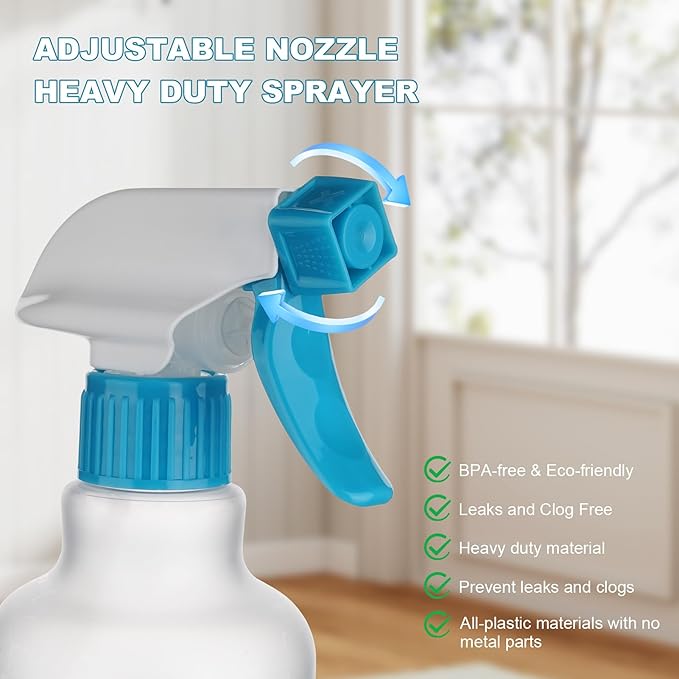 Spray Bottles 16.9oz/500ml Plastic Spray Bottle for Hair Mist/Stream Empty Spray Bottle Heavy Duty Refillable Containers for Cleaning Solutions, Plants Gradient 2 Pack (Blue)