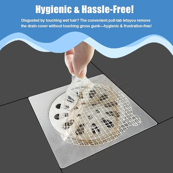 30 Pack Disposable Shower Drain Hair Catcher Hair Trap Drain Covers 4.3” Extra-Wide Mesh Hair Catcher for Shower, Sink, Laundry & Bathtub