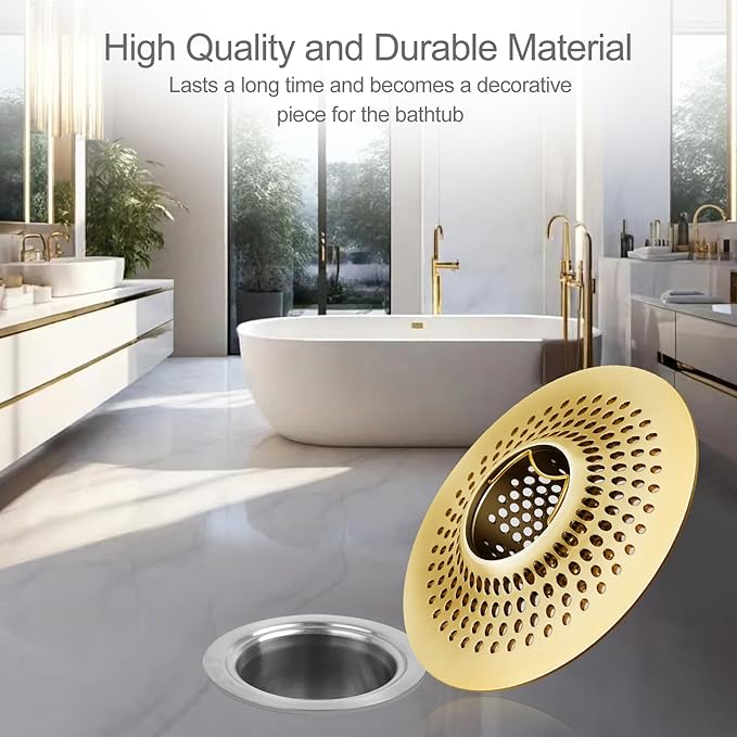 LKEYE Shower Drain Hair Catcher/Bathroom Drain Cover/Bathtub Drain Strainer/Shower Stall Drain Protector(Bronze)