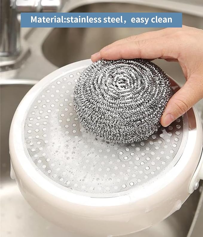Steel Wool Scrubber - Steel Wool for Cleaning Dish Pots Pans Grills Stainless Steel Scrubber for Kitchen Sinks Cleaning Steel Wool Pads Metal Scrubber (24)