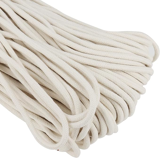 SOUJAP 328 Feet Cotton Clothesline Rope, 1/4 Inch White Cotton Clothesline Rope for DIY Decoration, Tie Down
