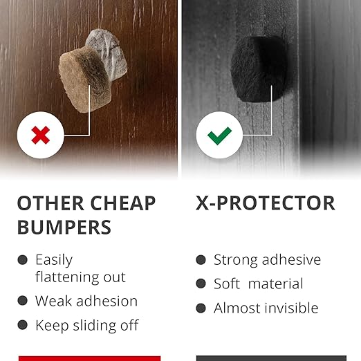 Cabinet Door Bumpers X-Protector 100 PCS – Small Felt Pads 3/8” – Ideal Black Felt Bumpers – Self-Adhesive Thick Felt Dots – Bumper Pads to Protect Glass & Other Surfaces!