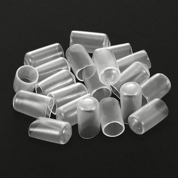 uxcell 20pcs Rubber End Caps Protective Caps 11mm ID Vinyl PVC Round Tube Bolt Cap Cover Screw Thread Protectors, Clear