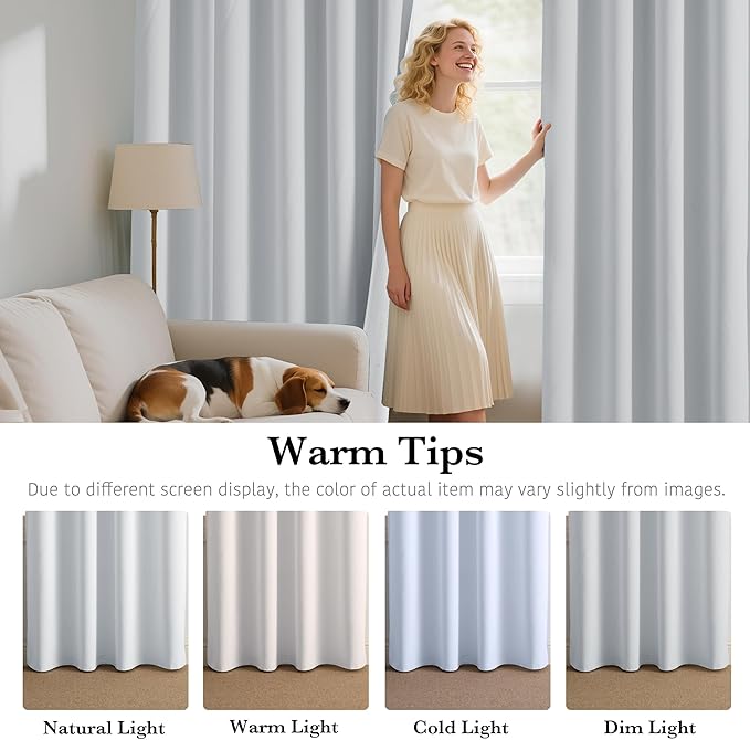 RYB HOME White Short Blackout for Small Window 45 inches Length, Thermal Insulated 100% Blackout Noise Reducing Window Shades for Bedroom Office, 29 inches Wide by 45 inches Long