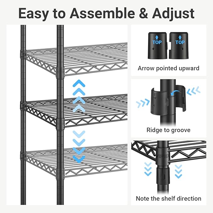 VIPEK R3C Plus Garment Rack - Rolling Clothes Rack with Locking Wheels, Heavy Duty Portable Closet with Adjustable Shelves & Side Hooks, Black