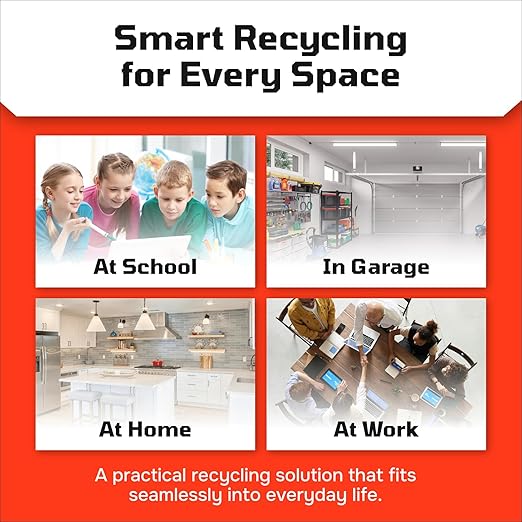 6 Gallon Stackable Recycling Bins for Homes, Garages, Offices Made of 100% Recycled Plastic - (Red, 1 Pack)