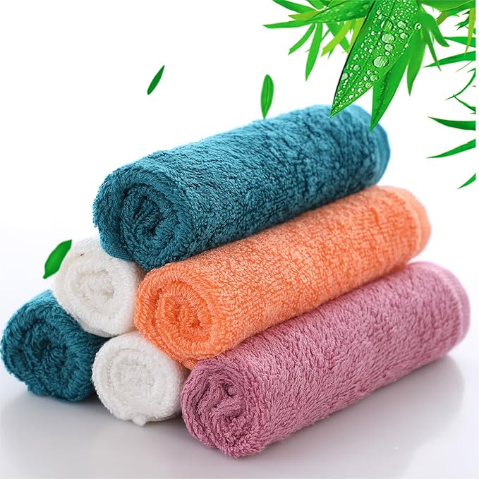 Dish Cloths 6 Pack, 10x14 inch Small Kitchen Washcloths for Washing Dishes, Lint Free Fast Dry Reusable Cleaning Cloth, Ultra Soft & Scratch Free Terry Dish Rag, Easy to Rinse Multicolor Dishcloths