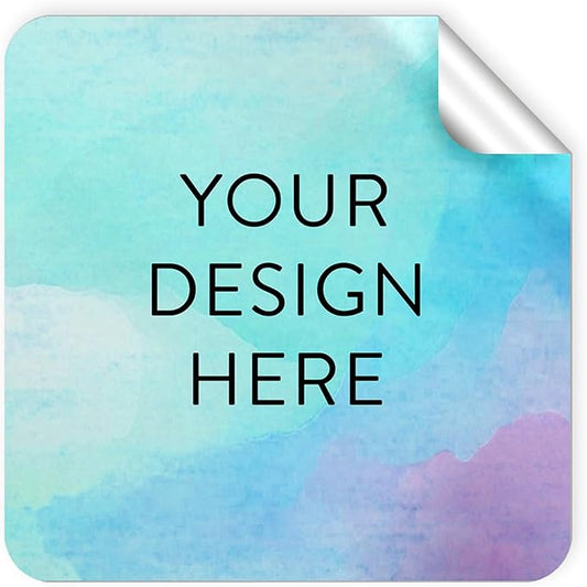 100 Custom Vinyl Stickers - Upload Your own Image, Text, Design, Logo - Personalized Logo Labels for Handmade, Packaging, Bottle, Jars, Candle, Brand Stickers (Sky Blue, 2x2 Square)