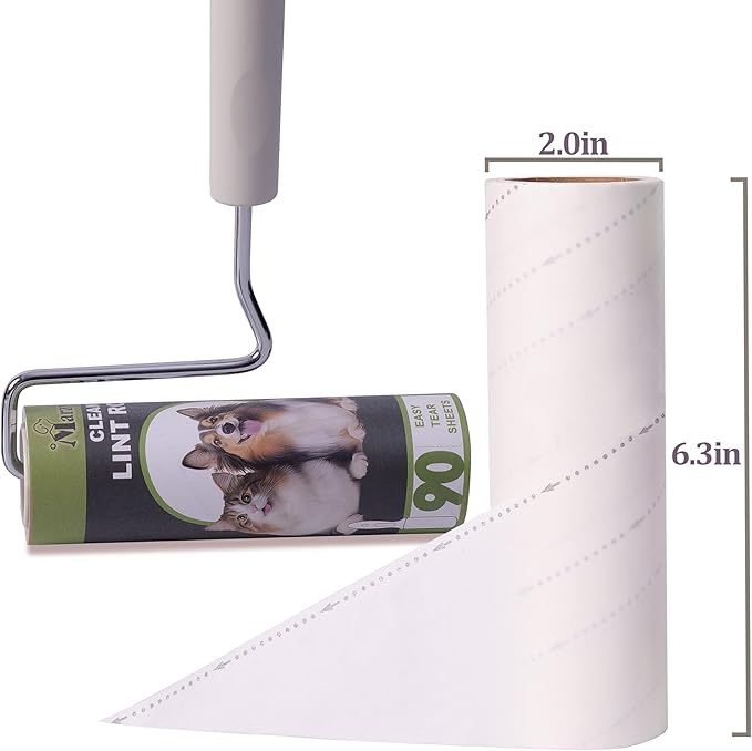 Large Lint Rollers for Pet Hair Extra Sticky,Cat Dog Hair Remover Laundry Clothes Carpet Furniture,6.3 inches Wider with 450 Sheets Giant Lint Remover Brush for Couch with Long Handle