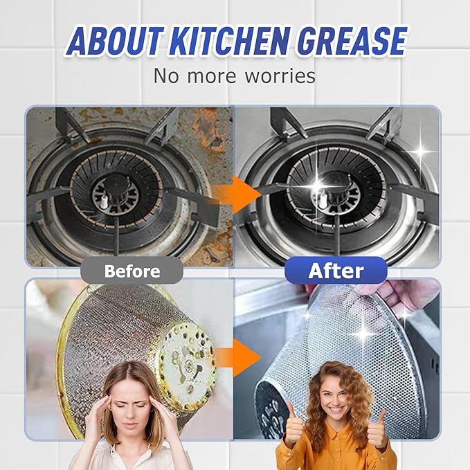 Kitchen Heavy Oil Cleaner, 2025 Newly Upgraded Heavy Duty Oil Stain Remover, 500 ML Multipurpose Cleaner Spray, Kitchen Degreaser Spray for Stovetops, Ovens, Range Hoods (2)