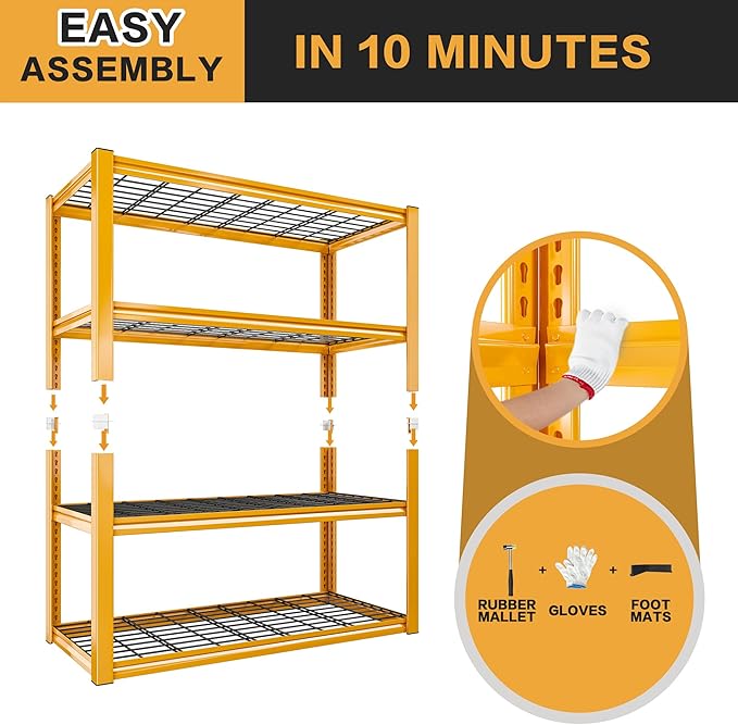 REIBII 40" W Garage Shelving 2240 LBS Storage Shelves Adjustable Heavy Duty Shelving 4 Tier Metal Shelves for Storage 59.5"H Metal Shelf for Pantry Basement Warehouse 40"W × 19.5"D × 59.5"H, 2 Pack