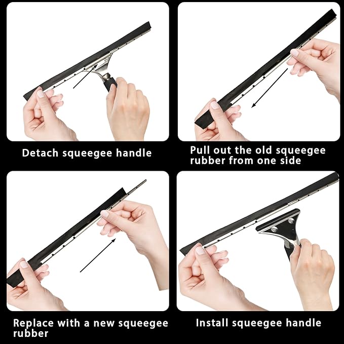 Squeegee Replacement Rubber 41 Inch Squeegee Rubber Replacement Black Squeegee Rubber Silicone Squeegee Blade Squeegee Refill Blades Head for Windows Glass Cleaning Shower Doors