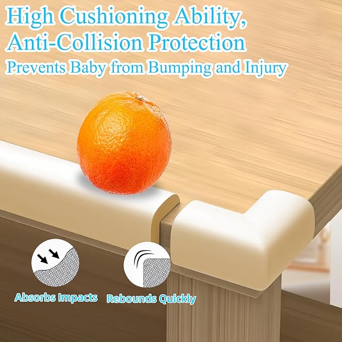 Baby Proofing Edge Corner Protector,1Roll L-Shape Soft Cabinet Door Bumper Corner Strip,4 Furniture Safety Bumper Corner Guards,Wall Protector,Self Adhesive,for Nursery,Fireplace,Kitchen,Table