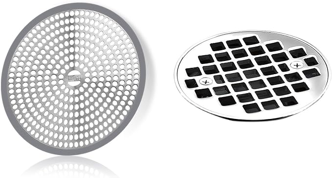 LEKEYE Shower Hair Catcher Drain Protector Strainer-Steel & Silicone 2 Pack