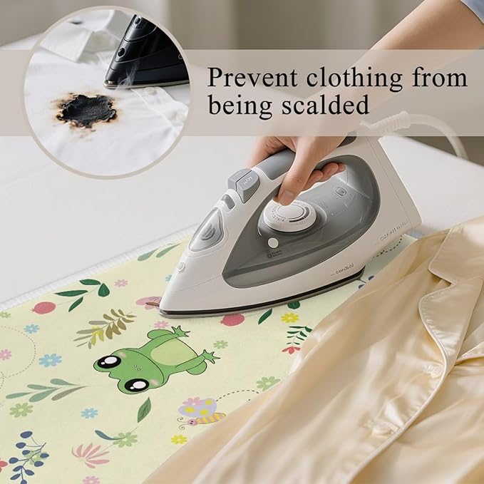 Ironing Mat Ironing Board Pad Heat Resistant, Portable, Quilting & Travel Blanket 32 x 16 Inch Cute Frog Small Ironing Mat for Table Top,Countertop,Etc