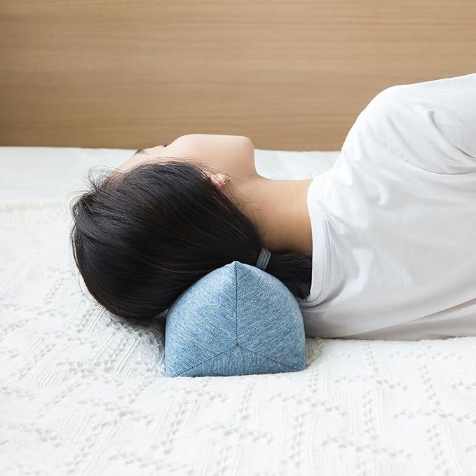 Buckwheat Neck Support Pillow Cervical Neck Cylinder Bolster Pillow,Buckwheat Hulls Adjustable Roll Pillow,Neck Pain Relief for Back and Side Sleepers Round Pillows for Lunch Break blue, 6*15 inch