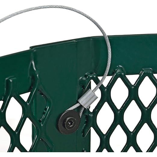 Global Industrial Outdoor Diamond Steel Trash Can with Rain Bonnet Lid and Plastic Liner, 36 Gallon Capacity, Green, Thermoplastic Coating, 23-1/2" Diameter, 40-1/2"H