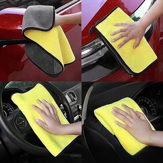 10 Pack Premium Microfiber Towels Coral velvet Washing and Detailing Towels for Car Detailing Household Cleaning Ultra-Soft Super Absorbent, Lint Streak-Free 11.8"x15.7” Cleaning Cloth (Yellow/Grey)