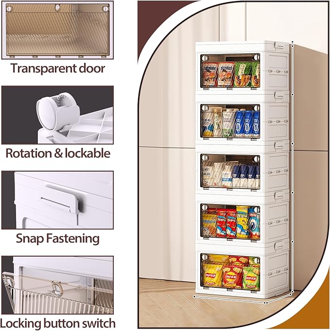 QudraKast 5-Tier Stackable Plastic Storage Bins - 23QT Stackable Storage Bins - Closet Organization and Storage, Suitable for Bedroom, Organization and Storage Boxes for Study, Toy Room, Office