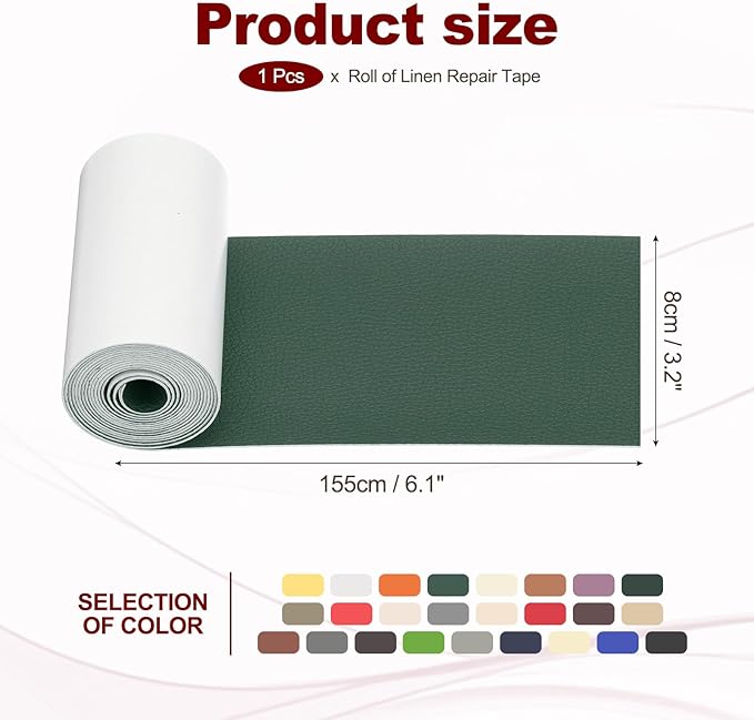 PATIKIL Leather Patches Tape for Furniture, 3.2 x 61 Inch Self Adhesive Vinyl Leather Repair Kit Cover Sheet for Couch, Sofa, Car Seats, Office Chair, Emerald Green