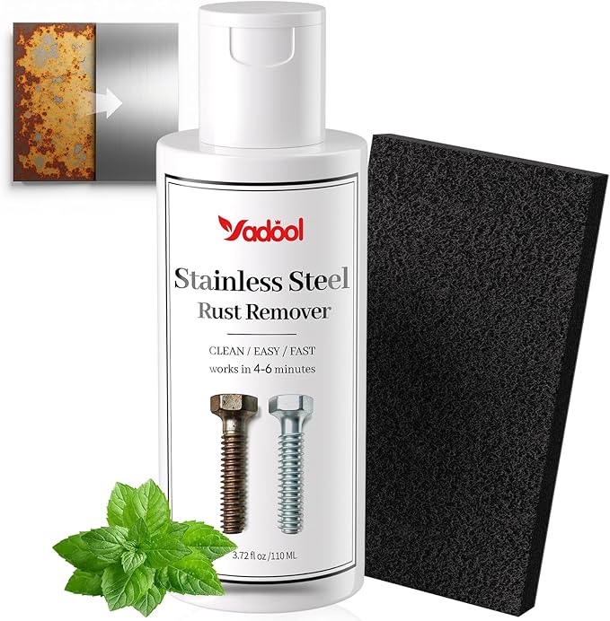 Stainless Steel Rust Stain Remover & Cleaner, Rust Spot Stain Remover for Stainless Steel Appliances and Furniture - Ideal for Grill, Fridge, Knife or Pan & more - 3.72 Fl Oz