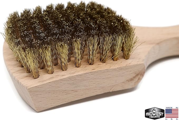 Brass Wire Utility Scrub Brush for Cleaning 9" Hardwood Handle (Made in USA)