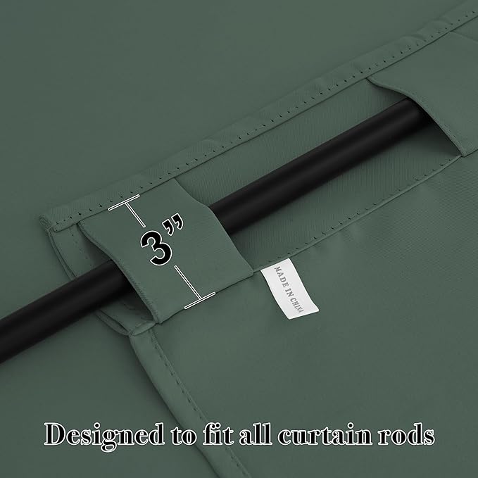 RYB HOME Short Blackout Curtains 36 inches Length for Cafe - Insualting Privacy Curtains for Kids Bedroom Kitchen Bathroom Basement Cabinet Tiers Drapes, 34 Width x 36 Length, 2 Panels, Dark Green