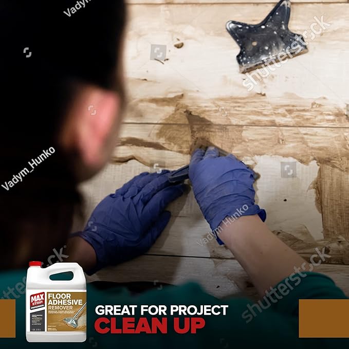 Max Strip Floor Adhesive Remover - 1 Gallon - Professional Fast Working Gel Strips Multiple Layers - Removes Tough Mastics and Construction Adhesives - No Harsh Odor Leaves Surface Clean
