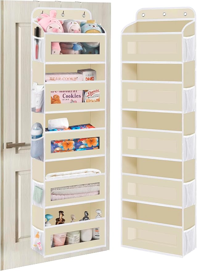 Over The Door Organizer, 5 Shelves Closet Door Hanging Organizer with 10 Mesh Pockets, Nursery Closet Organizer, Baby Essentials, Dorm Room Essentials for Girls