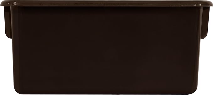 Wood Designs Cubby Storage Bin, Heavy Duty Plastic Containers for Kids Brown Cubby Tray Set of 12