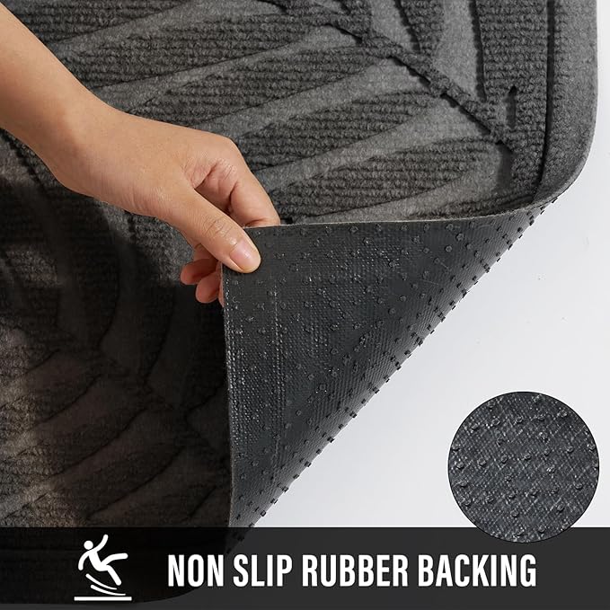 Front Door Mat, Absorbent Resist Dirt Welcome Door Mat Indoor Outdoor, Waterproof Doormat, Sturdy Non Slip Backing, Fade Resistant, Low Profile Entry Mat for Entryway, 47×32, Grey