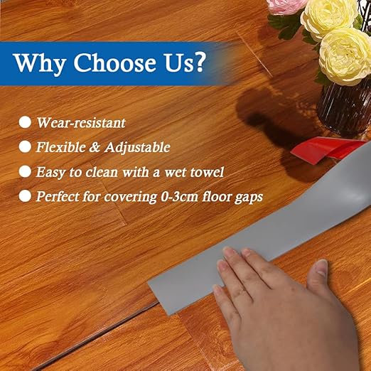 Floor Transition Strip Self Adhesive Floor Cover Strips Laminate 3" Wide Vinyl Flat Divider Transitions (7.5cm, 10Ft, Gray)