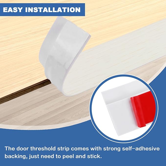 Vinyl Door Threshold Flooring Transition Strip Self Adhesive Carpet Edging Strip for Laminate Doorway Edge Threshold from 3/5" to 4/5" (Beige Wood Grain, 3.3 Ft)