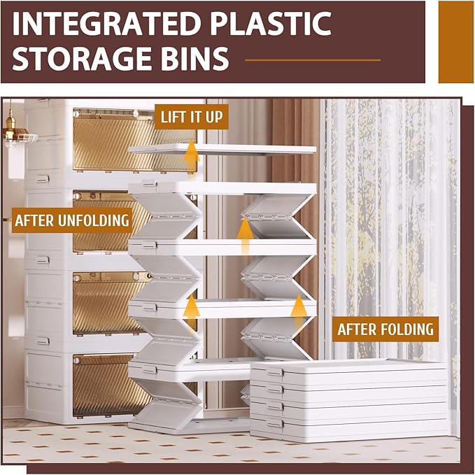 QudraKast 5-Tier Stackable Plastic Storage Bins - 23QT Stackable Storage Bins - Closet Organization and Storage, Suitable for Bedroom, Organization and Storage Boxes for Study, Toy Room, Office