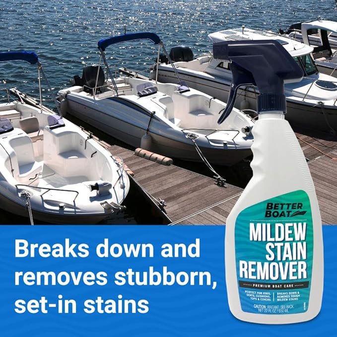 Stain Remover Cleaner, 22 Fl Oz, for Boat Seats, Fabric, Canvas, Carpet, and Vinyl, Removes Stains from Boats, RVs, Cars, Bathrooms, Shower Walls, Patio Furniture, and Pillows, Spray Formula