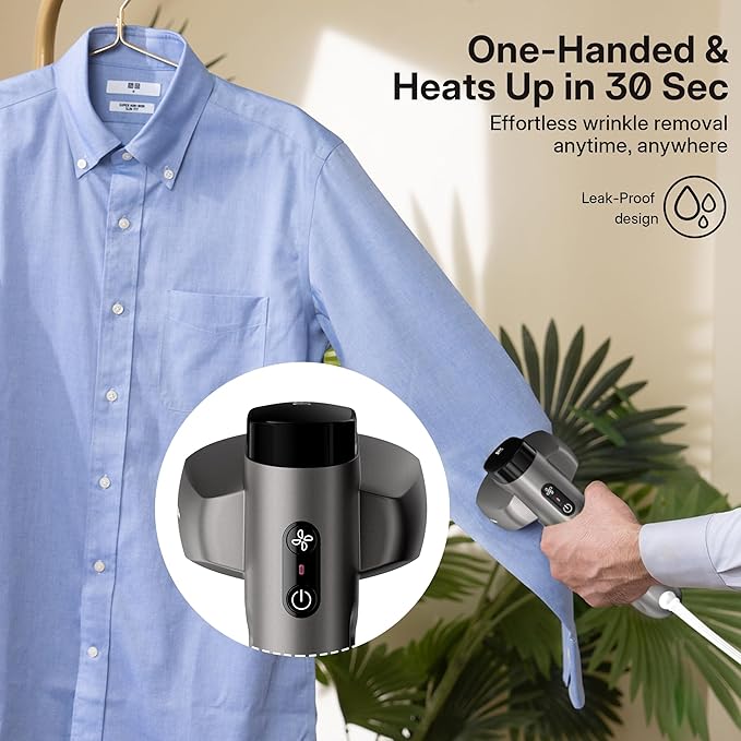 GKJ Steamer for Clothes, Handheld Vacuum Steamer 2300 Pa Suction, Portable Travel Steamers for Clothes, Steaming & Ironing 2 In 1, Auto-Grip, Removes Wrinkle