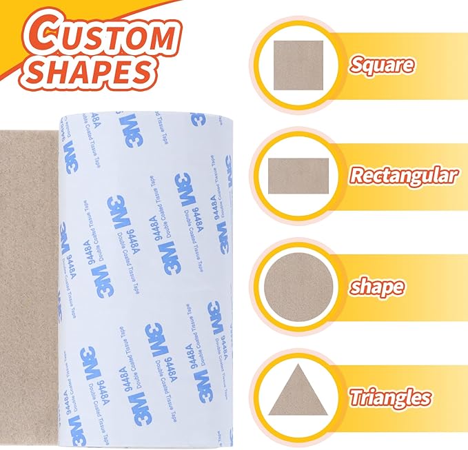 Felt Furniture Pads, Heavy Duty Felts Strip Roll with Adhesive Backing Felt Pads Furniture Feet Cuttable Felts Tape for Protecting Hardwood Floors(5 x 120 x 0.12 Inch, Beige)